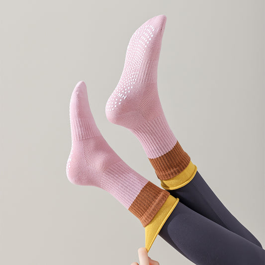 BoomMove Anti-Slip Crew Socks (Pink/Ginger)