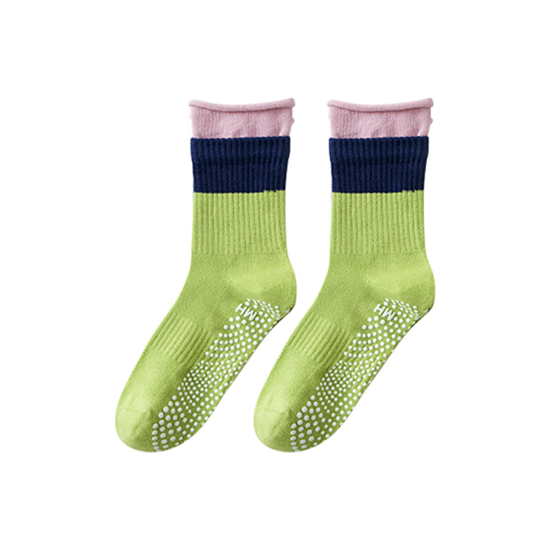 BoomMove Anti-Slip Crew Socks (Green/Pink)