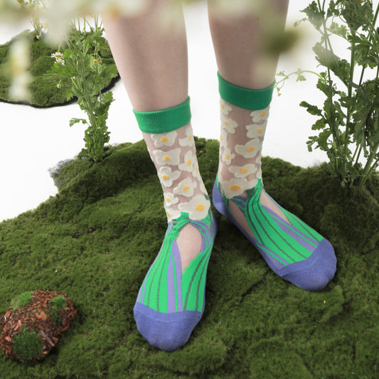 BoomLite Summer Breeze Glass‑Silk Socks (Daisy)