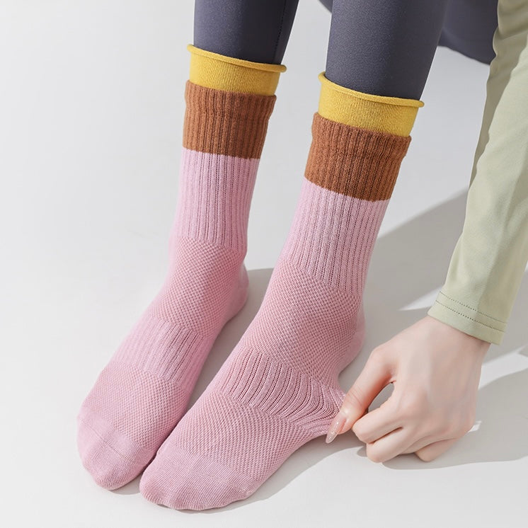BoomMove Anti-Slip Crew Socks (Pink/Ginger)