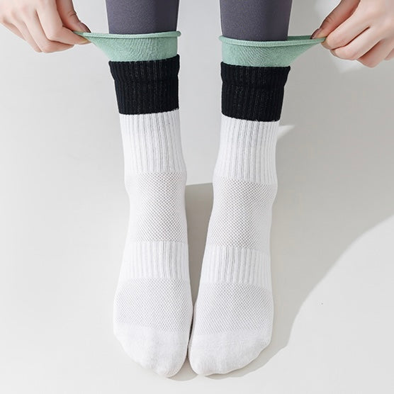 BoomMove Anti-Slip Crew Socks (White/Green)