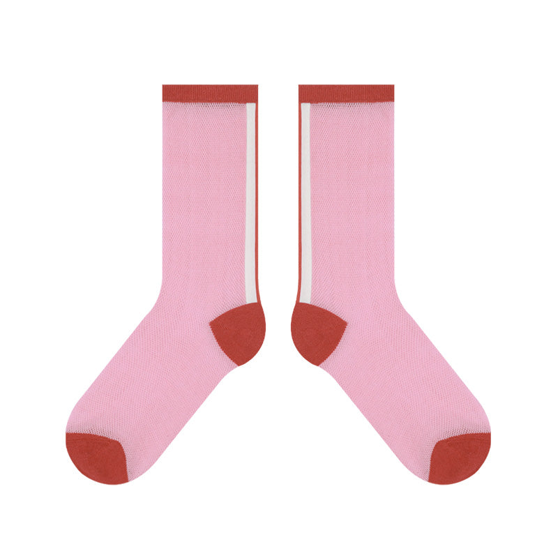 BoomLite Summer Breeze Glass‑Silk Socks (Pink Ripple)