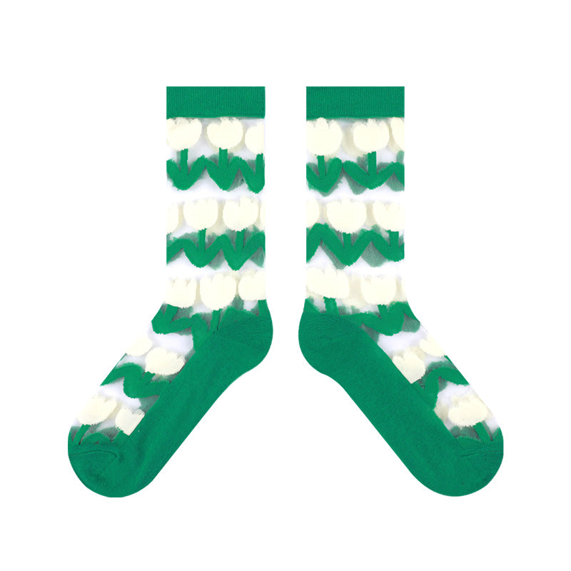 BoomLite Summer Breeze Glass‑Silk Socks (Tulip)