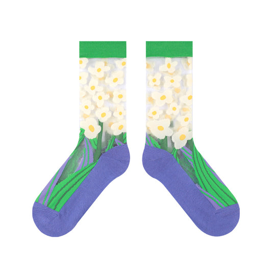 BoomLite Summer Breeze Glass‑Silk Socks (Daisy)