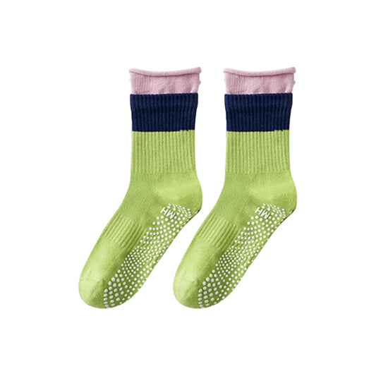 BoomMove Anti-Slip Crew Socks (Green/Pink)