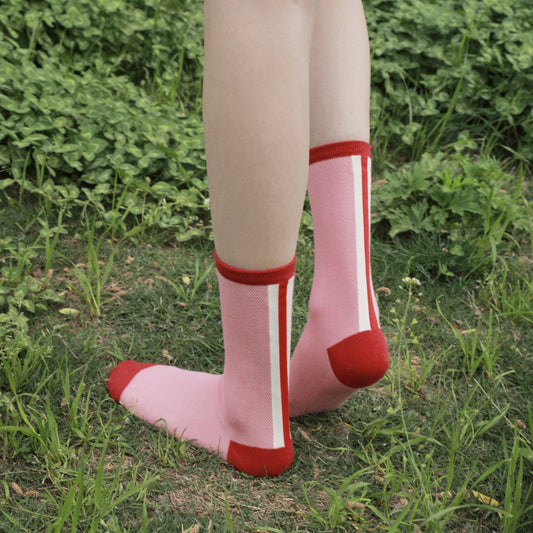 BoomLite Summer Breeze Glass‑Silk Socks (Pink Ripple)