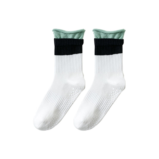 BoomMove Anti-Slip Crew Socks (White/Green)