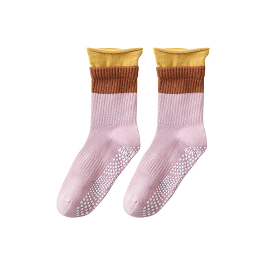 BoomMove Anti-Slip Crew Socks (Pink/Ginger)