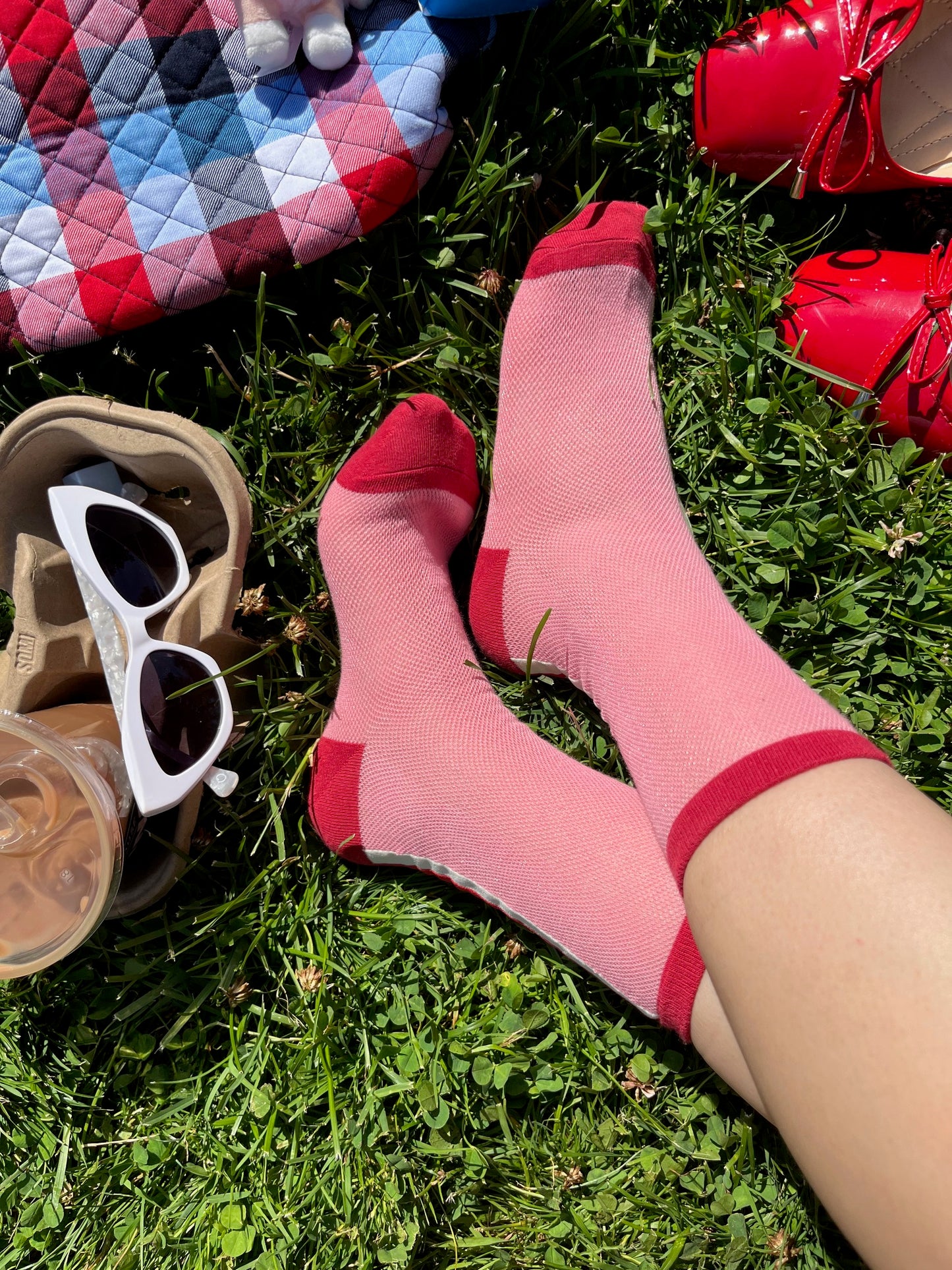 BoomLite Summer Breeze Glass‑Silk Socks (Pink Ripple)