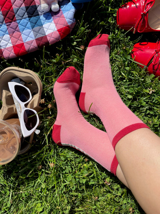 BoomLite Summer Breeze Glass‑Silk Socks (Pink Ripple)
