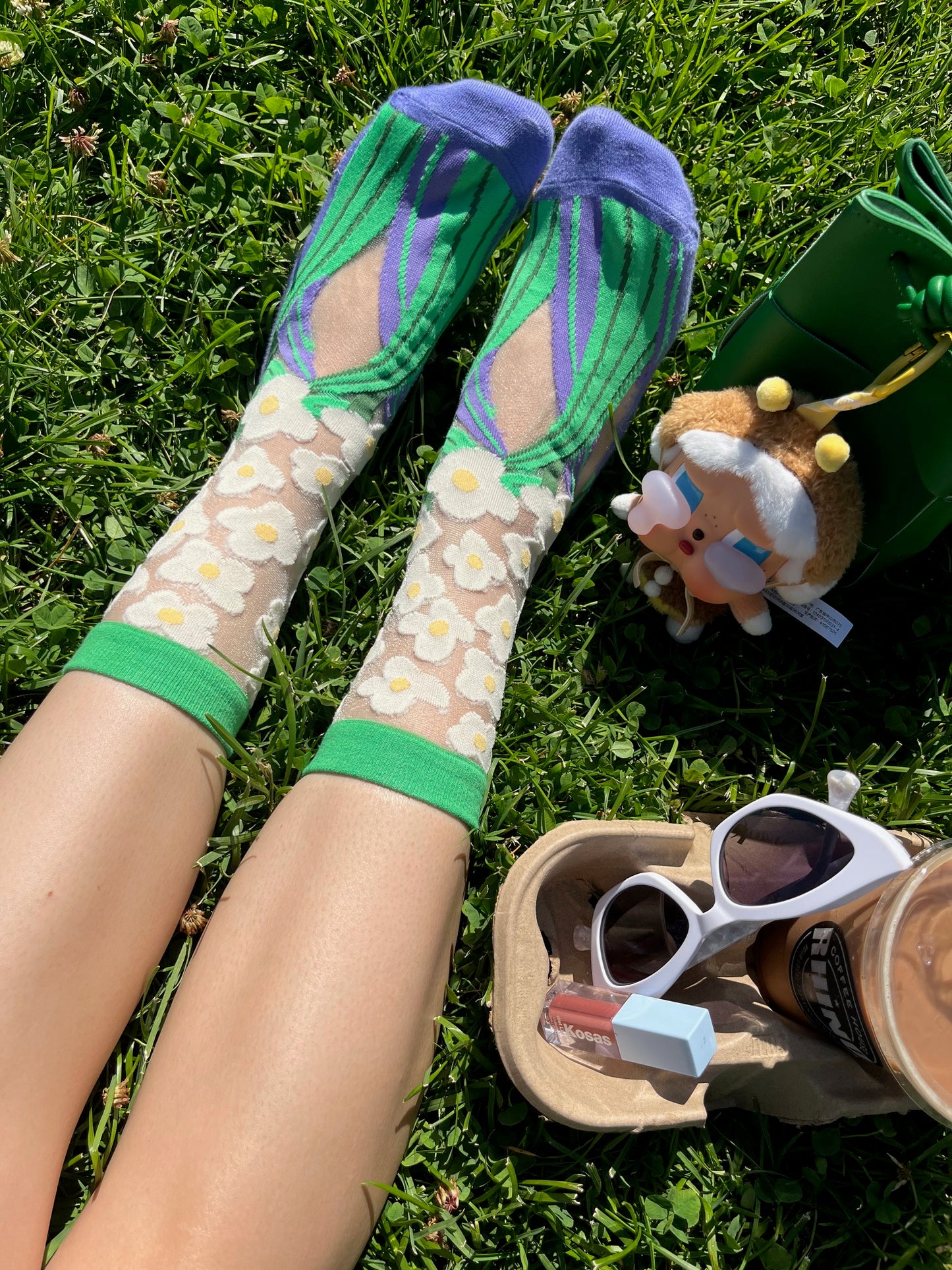 BoomLite Summer Breeze Glass‑Silk Socks (Daisy)